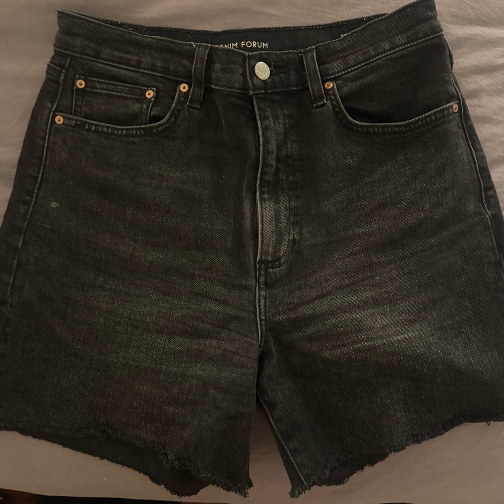 Denim Forum Charcoal High-Rise Shorts
